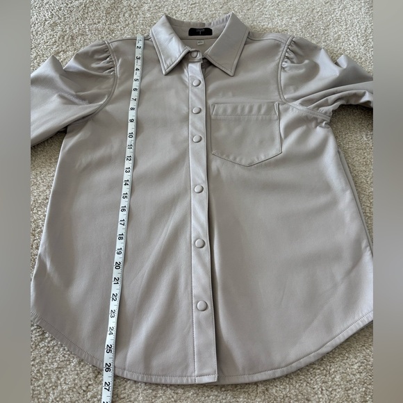 Tahari Button Down Faux Leather Jacket - Picture 9 of 10